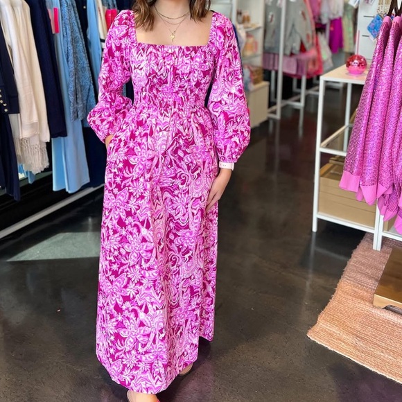 Brand New!! Lilly Pulitzer Lakira Cotton Maxi Dress in Mulberry Wild Ride Print - Picture 4 of 5